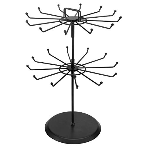 付属物照明ランプ 宝飾品 SHOMHNK004 MyGift 2 Tier Black Metal Rotating Necklace tree stand for vendor \u0026 bracelet holder Jewelry Stand with 24 Hooks, Multipurpose Accessory and Keychain Spinning Display wi付属物照明ランプ 宝飾品 SHOMHNK004 ジュエリー・アクセサリー用品-収納ボックス・ケース-ジュエリー・アクセサリー