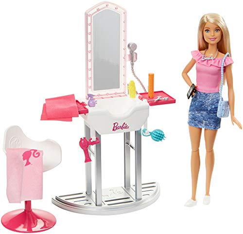 バービー Barbie 赤ちょうちんお人形さん 金髪 美容院 バービーのスタイリングを楽しもう FJB36