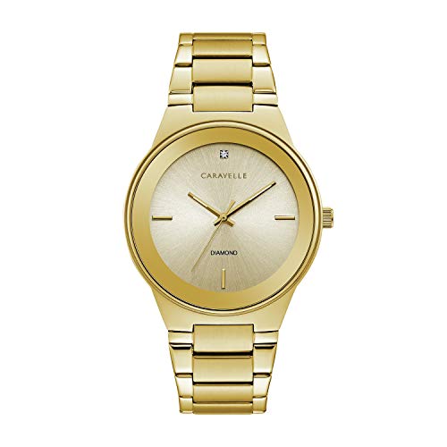 ウオッチ ブローバ メンズ Caravelle by Bulova Men\u0027s Modern Quartz Gold Tone Stainless Steel Watch, Diamond Accent Style: 44D100ウオッチ ブローバ メンズ