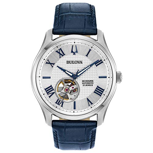 ブローバ Bulova 古典派音楽 自動小銃一巻き メンズウオッチ ブルーレザーストラップ 96A206