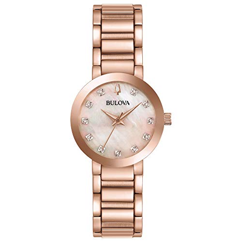 ウォッチ ブローバ レディース Bulova Ladies\u0027 Modern Millenia Diamond Dial Rose Gold Stainless Steel 3-Hand Quartz Watch, Gold Mother-of-Pearl Dial, Edge to Edge Crystal Style: 97P132ウォッチ ブローバ レディース