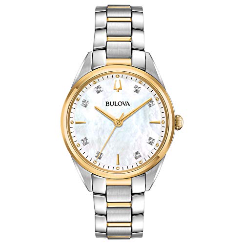 ウォッチ ブローバ レディース Bulova Ladies\u0027 Sutton Two-Tone Stainless Steel 3-Hand Quartz, White Mother-of-Pearl Dial, Sapphire Crystal, Diamond Dial Style: 98P184ウォッチ ブローバ レディース
