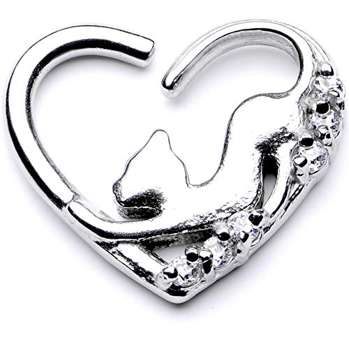 ボディキャンディー ボディピアス アメリカ 日本未発売 ウォレット Body Candy 10mm Body Piercing Jewelry Stainless Steel 16G Left Closure Daith Heart Clear Accent Cat Tragusボディキャンディー ボディピアス アメリカ 日本未発売 ウォレット