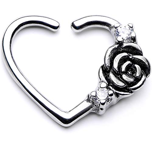 ボディキャンディー ボディピアス アメリカ 日本未発売 ウォレット Body Candy 3/8" Womens 20G 316L Steel Rose Left Heart Closure Ring Left Daith Helix Tragus Rook 10mmボディキャンディー ボディピアス アメリカ 日本未発売 ウォレット｜angelica