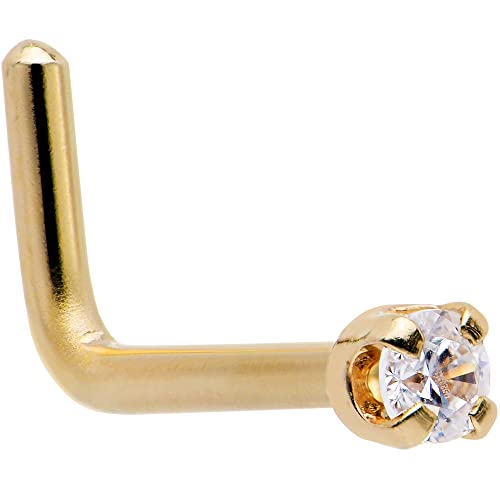 ボディキャンディー ボディピアス アメリカ 日本未発売 ウォレット Body Candy Solid 14k Yellow Gold 2mm Clear Cubic Zirconia L Shaped Nose Stud Ring 18 Gauge 1/4"ボディキャンディー ボディピアス アメリカ 日本未発売 ウォレット|angelica