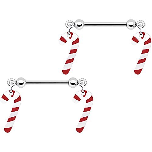 ボディキャンディー ボディピアス アメリカ 日本未発売 ウォレット Body Candy Winter Holiday Christmas Candy Cane Nipple Ring Set of 2ボディキャンディー ボディピアス アメリカ 日本未発売 ウォレット｜angelica