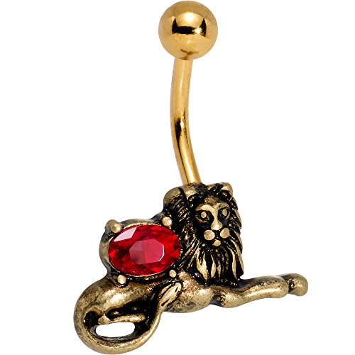 ボディキャンディー ボディピアス アメリカ 日本未発売 ウォレット Body Candy Gold PVD Steel Red Accent Resting Guardian Lion Belly Button Ringボディキャンディー ボディピアス アメリカ 日本未発売 ウォレット|angelica