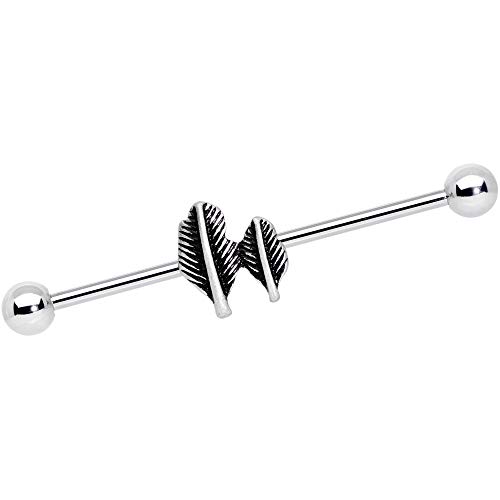 ボディキャンディー ボディピアス アメリカ 日本未発売 ウォレット Body Candy Womens 14G Stainless Steel Helix Cartilage Earring Double Feather Industrial Barbell 1 1/2"ボディキャンディー ボディピアス アメリカ 日本未発売 ウォレット｜angelica