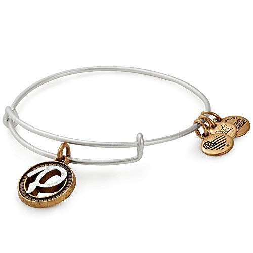 アレックスアンドアニ アメリカ アクセサリー ブランド かわいい Alex and Ani Women's Initial P II Bangle Two Tone Bracelet, Rafaelian Silver, Expandableアレックスアンドアニ アメリカ アクセサリー ブランド かわいい｜angelica
