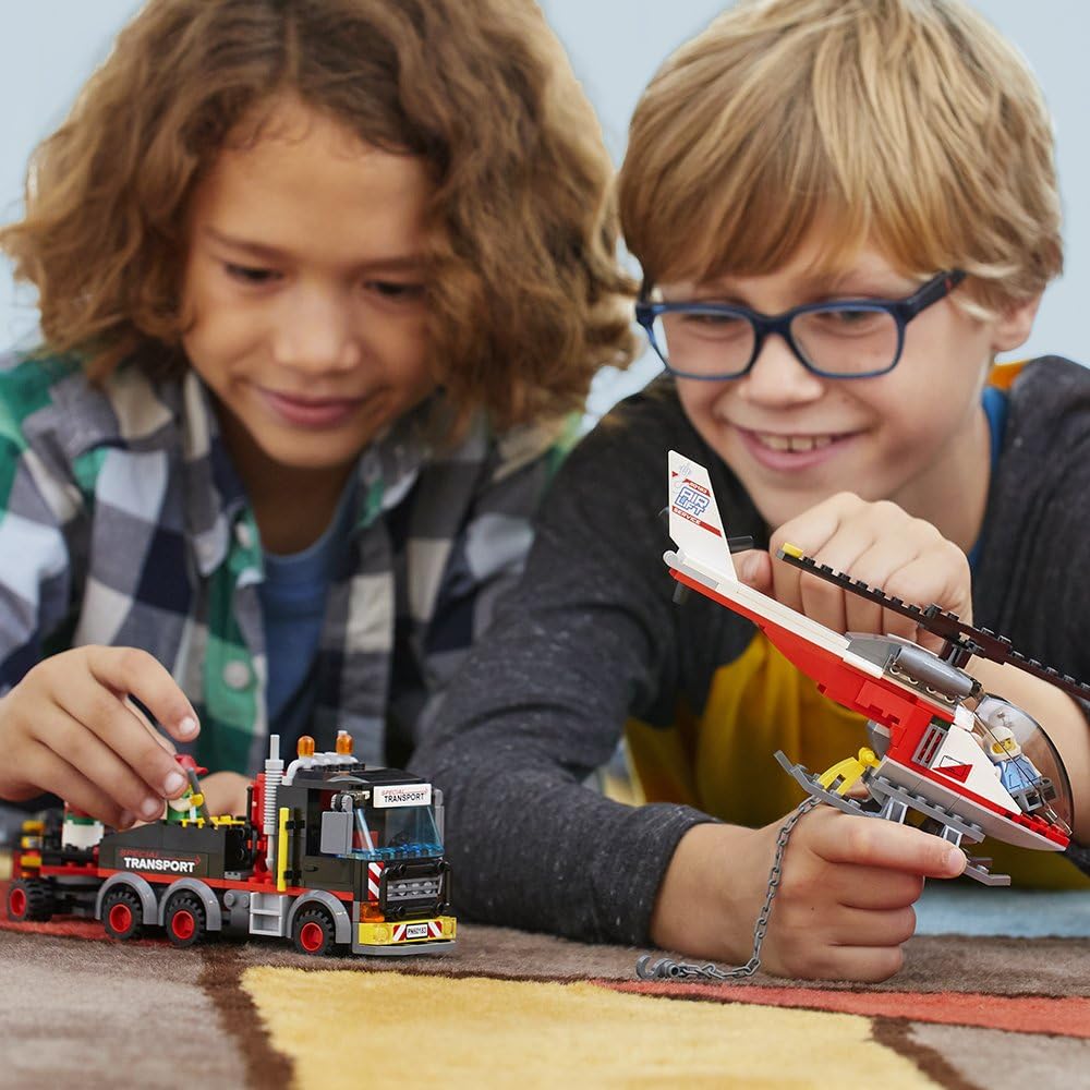 lego 60183 city vehicles cargo transport toy truck & helicopter