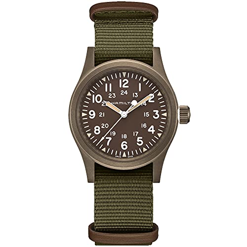 ウオッチ ハミルトン メンズ Hamilton Khaki Field Mechanical Men\u0027s Watch, 38粍 Stainless Steel Case, Swiss Made, Green Dial Analog Wrist Watch for Men, 50m Waterproof, Sapphire Crystal, Textile Strapウオッチ ハミルトン メンズ 腕時計-メンズ腕時計