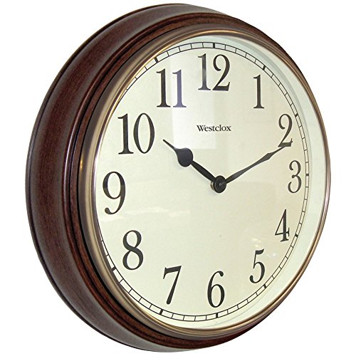 壁掛け時計 インテリア インテリア 海外モデル アメリカ Westclox Quartz Wall Clock 15.5" Brown Quartz Movement Glass壁掛け時計 インテリア インテリア 海外モデル アメリカ｜angelica