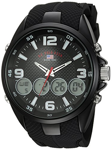 ウオッチ ユーエスポロアッスン メンズ U.S. Polo Assn. Men\u0027s Ana-Digital Sport Watch ? Black Dial with Multiple Digital Windows, Textured Strap, Stopwatch \u0026 Alarm Functions ? 46粍 Case ? Fits Wrists 5.5\" to 8\""ウオッチ ユーエスポロアッスン メンズ"