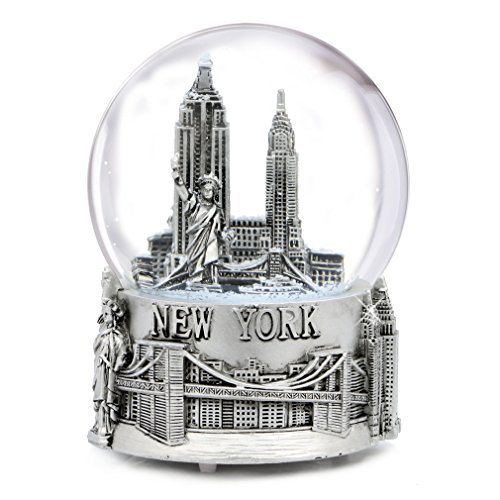 楽天市場 スノーグローブ 雪 置物 インテリア 海外モデル 送料無料 Musical Silver New York City Snow Globe With Sculpture Base 6 Inchスノーグローブ 雪 置物 インテリア 海外モデル Angelica