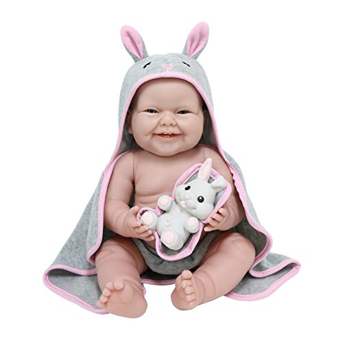 ジェーシートイズ 赤ちゃん おままごと ベビー人形 Anatomically Correct Real Girl Baby Doll | 17" All-Vinyl Baby Doll | JC Toys - La Newborn | Comes With Rabbit Hooded Towel and Play Rabbit | Designed by Bジェーシートイズ 赤ちゃん おままごと ベビー人形｜angelica