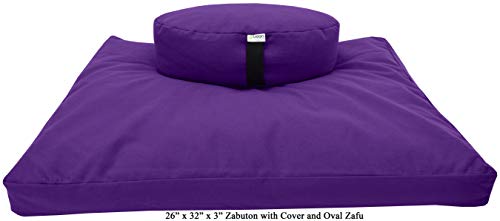 ヨガ フィットネス Bean Products Zafu Zabuton Meditation Cushion, Oval, Cotton Purple - Filled With Natural Cotton Buckwheatヨガ フィットネス