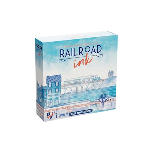 ゲーム盤力くらべ 英語 亜米利加 外国で力くらべ Horrible Guild Railroad Ink: Deep Blue Edition - Roll Dice and Draw Railways and Routes, 7 Rounds to Expand Your Rail Map - Expansion Dice Included Ages 8 \u0026 Up (Packaging mayゲーム盤力くらべ 英語 亜米利加 外国で力くらべ