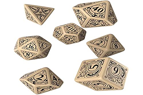 ゲーム盤競り合い 英語 亜米利加 外国で競り合い Steampunk Dice Beige/Black (7 Stk.) Board Gameゲーム盤競り合い 英語 亜米利加 外国で競り合い