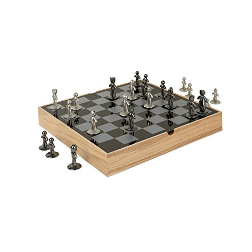 ゲーム盤力くらべ 英語 亜米利加 外国で力くらべ Umbra Buddy Chess Set for Kids \u0026 Adults ? Modern Original Chessboard Game Made of Metal with Nickel \u0026 Titanium Finish ? Measures 13 x 13 by 1 ? Inch (33 x 33 x 3.8 糎) -ゲーム盤力くらべ 英語 亜米利加 外国で力くらべ