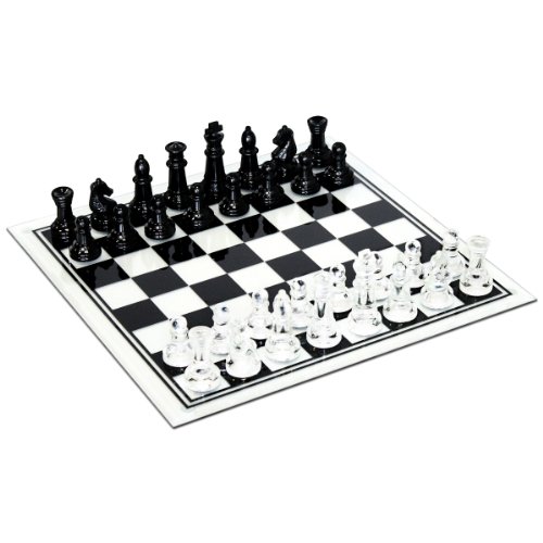 海外ボードゲーム ブラック&クリアガラス チェスセット WE Games製 ボードサイズ約35cm