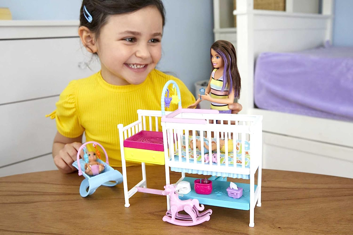 楽天市場 送料無料 バービー Barbie 保育園ごっこ ベビーシッターと赤ちゃん ベビー用品やおもちゃも一緒 プレゼント Angelica