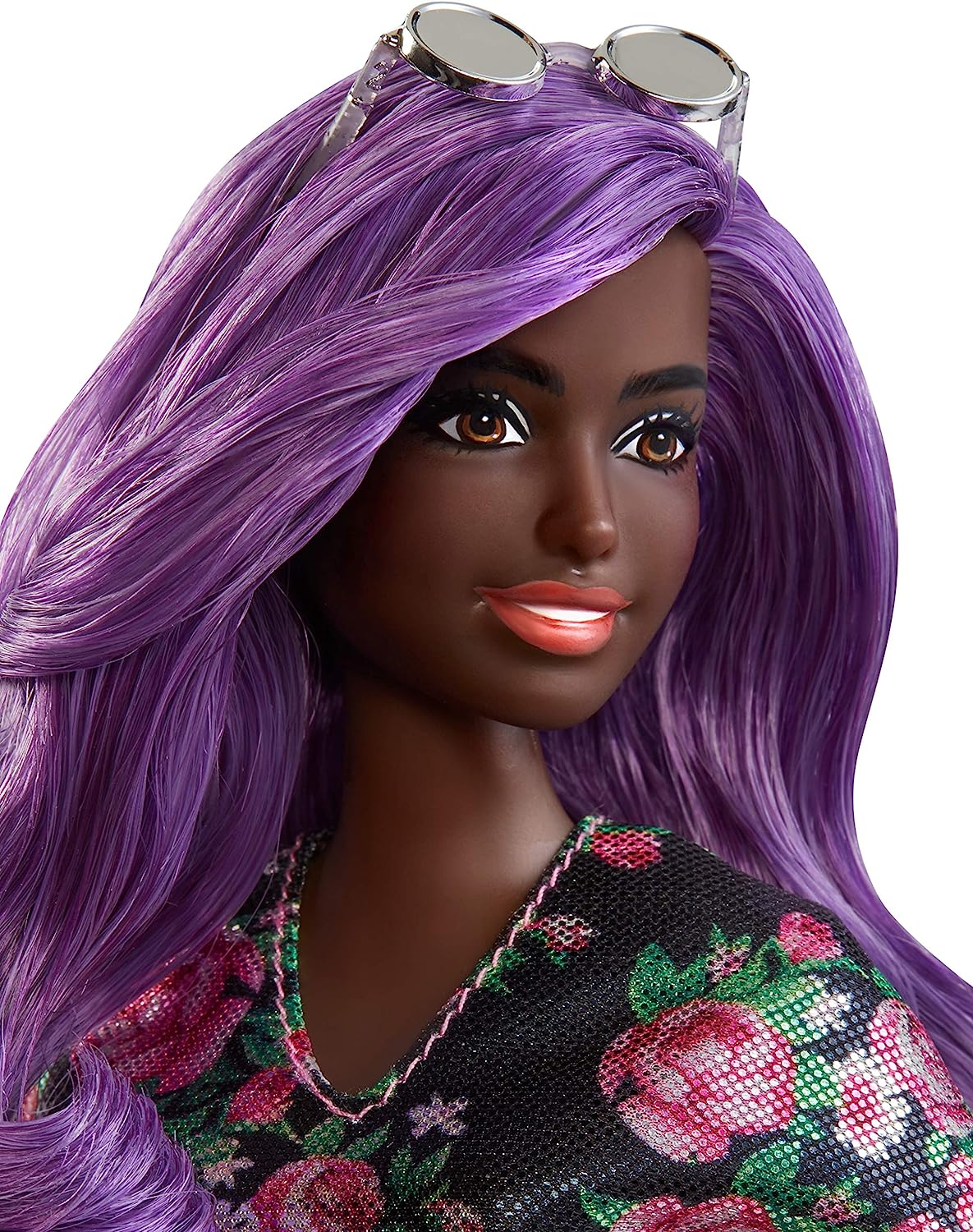 楽天市場 送料無料 バービー Barbie ファッショニスタ125 花柄とピンクのトリムが付いたサニーブラックのドレス 紫色の髪 Fxl58 Angelica
