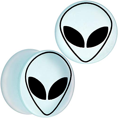 ボディキャンディー ボディピアス アメリカ 日本未発売 ウォレット Body Candy Unisex 2Pc White Matte Glass UFO Alien Face Double Flare Ear Plug Gauges Set of 2 26mmボディキャンディー ボディピアス アメリカ 日本未発売 ウォレット｜angelica