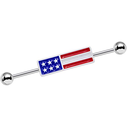 ボディキャンディー ボディピアス アメリカ 日本未発売 ウォレット Body Candy Stainless Steel USA All Day American Flag Helix Earring Industrial Barbell Piercing 14 Gauge 38mmボディキャンディー ボディピアス アメリカ 日本未発売 ウォレット｜angelica