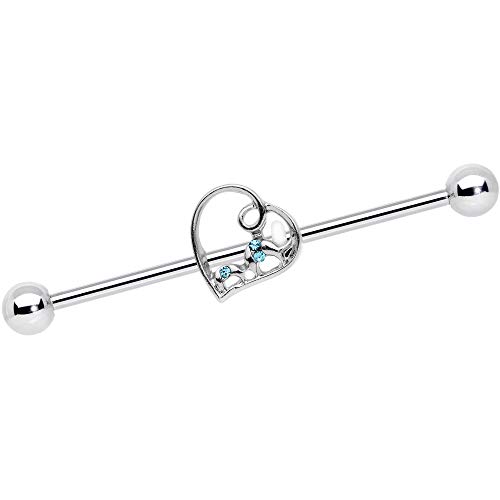 ボディキャンディー ボディピアス アメリカ 日本未発売 ウォレット Body Candy 38mm Womens 14G Steel Helix Cartilage Earring Blue Accent Valentine Heart Industrial Barbellボディキャンディー ボディピアス アメリカ 日本未発売 ウォレット