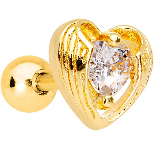 ボディキャンディー ボディピアス アメリカ 日本未発売 ウォレット Body Candy Gold Plated Steel Clear Accent Hugged Heart Cartilage Tragus Earring 16 Gauge 1/4"ボディキャンディー ボディピアス アメリカ 日本未発売 ウォレット|angelica