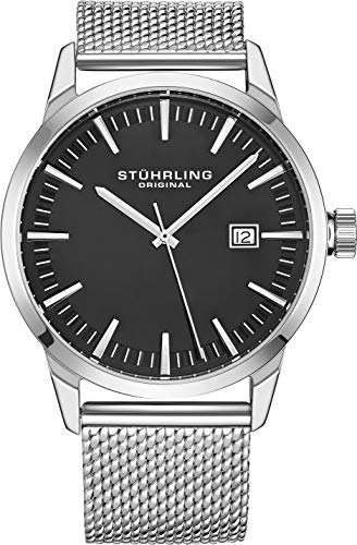 公式ショップから探す 腕時計 ストゥーリングオリジナル メンズ 送料無料 Stuhrling Original Mens Watch Mesh Band Dress Casual Design Analog Watch Dial With Date 555 Watches For Men Collection Grey 腕時計 ストゥーリングオリジナル メンズ