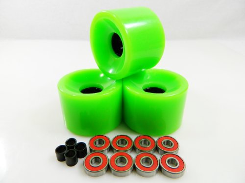 ベアリング スケボー スケートボード 海外モデル 直輸入 70mm Longboard Skateboard Wheels ABEC 7 Bearings Spacers (Solid Green)ベアリング スケボー スケートボード 海外モデル 直輸入