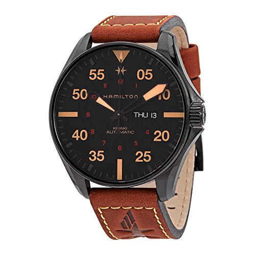 ウォッチ ハミルトン メンズ Hamilton Khaki Aviation Automatic Men\u0027s Watch, 46粍 Stainless Steel Case, Swiss Made, Black Dial Analog Wrist Watch for Men, 200m Waterproof, Sapphire Crystal, 3-Hand Movement, Cow Leather Strapウォッチ ハミルトン メンズ