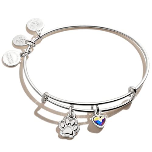 アレックスアンドアニ アメリカ アクセサリー ブランド かわいい Alex and Ani Tokens Expandable Wire Bangle Bracelet for Women, Paw Print Duo Charm, Shiny Silver Finish, 2 to 3.5 inchesアレックスアンドアニ アメリカ アクセサリー ブランド かわいい｜angelica