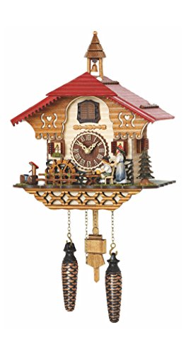 カッコー時辰儀 室内装飾 飾りつけ時辰儀 外国で青写真 亜米利加 Trenkle Quartz Cuckoo Clock Black Forest House with Moving Black Forest Woman and Mill Wheel, with Music TU 4215 QMカッコー時辰儀 室内装飾 飾りつけ時辰儀 外国で青写真 亜米利加