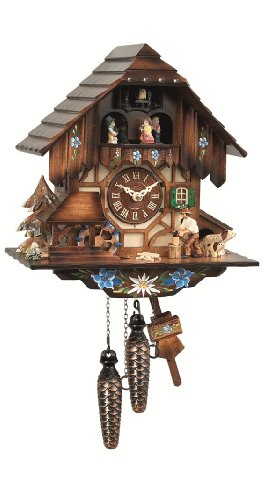 カッコー時辰儀 室内装飾 飾りつけ時辰儀 外国でひな形 亜米利加 Engstler Quartz Cuckoo Clock with Musik Black Forest House with Moving Wood Chopper and Mill Wheel EN 463 QMTカッコー時辰儀 室内装飾 飾りつけ時辰儀 外国でひな形 亜米利加