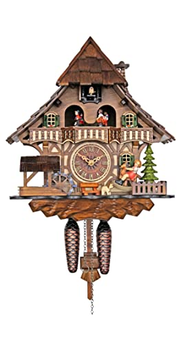 カッコー時辰儀 室内装飾 飾りつけ時辰儀 外国でひな形 亜米利加 Engstler Quartz Cuckoo Clock Black Forest House with Music, Moving Seesaw and Mill Wheelカッコー時辰儀 室内装飾 飾りつけ時辰儀 外国でひな形 亜米利加