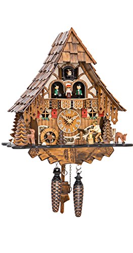 カッコー時辰儀 室内装飾 飾りつけ時辰儀 外国でひな形 亜米利加 Engstler Quartz Cuckoo Clock Black Forest House with Moving Wood Chopper and Mill Wheel, with Music EN 4661 QMTカッコー時辰儀 室内装飾 飾りつけ時辰儀 外国でひな形 亜米利加