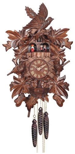 カッコー時計 インテリア 壁掛け時計 海外モデル アメリカ River City Clocks One Day Musical Cuckoo Clock with Hand Carved Birds, Leaves, and Chicks in Nestカッコー時計 インテリア 壁掛け時計 海外モデル アメリカ｜angelica