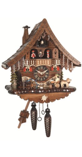 カッコー時辰儀 室内装飾 飾りつけ時辰儀 外国でひな形 亜米利加 Engstler Quartz Cuckoo Clock Black Forest House with Moving Beer Drinker and Mill Wheel, with Music EN 471 QMTカッコー時辰儀 室内装飾 飾りつけ時辰儀 外国でひな形 亜米利加