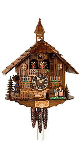 カッコー時辰儀 室内装飾 飾りつけ時辰儀 外国でひな形 亜米利加 Cuckoo Clock moveable kissing Couple, turning mill-wheel HO 638Tカッコー時辰儀 室内装飾 飾りつけ時辰儀 外国でひな形 亜米利加