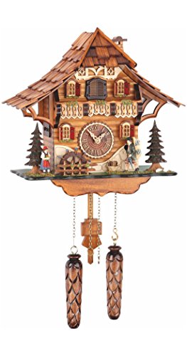カッコー時計 インテリア 壁掛け時計 海外モデル アメリカ Trenkle Quartz Cuckoo Clock Black Forest House with Moving Mill Wheel and Clock Peddler, with Music TU 478 QM HZZGカッコー時計 インテリア 壁掛け時計 海外モデル アメリカ｜angelica