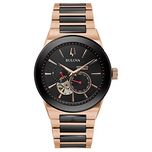 ウォッチ ブローバ メンズ Bulova Latin Grammy Modern Millenia Automatic Two-Tone Stainless Steel Watch,Open Heartbeat Aperture,Exhibition Case Back,Black Dial, (Model:98A236)ウォッチ ブローバ メンズ
