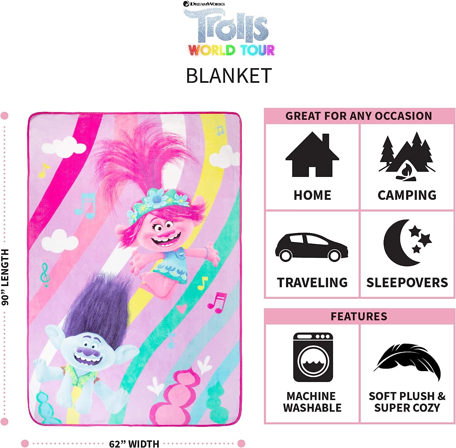 トロールズ アメリカ直輸入 アニメ 映画 ドリームワークス 送料無料 Franco Kids Bedding Super Soft Plush Micro Raschel Blanket Twin Full Size 62 X 90 Trolls World Tourトロールズ アメリカ直輸入 アニメ 映画 ドリームワークス Prescriptionpillsonline Is
