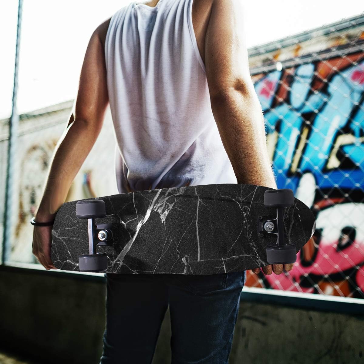 デッキカセット 手持ち部分テープ スケボー スケートボード 海外デザイン 送料無料 Yyzzh Natural Black Marble Print Patterned Skateboard Grip Tape 9 X33 Anti Slip Sandpaper Longboard Scootデッキテープ グリップテープ スケボー スケートボード 海外モデル
