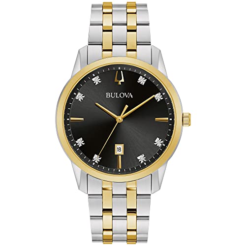 ウオッチ ブローバ メンズ Bulova Men\u0027s Classic Sutton 3-Hand Diamond Two Tone Stainless Steel, Black Dial Style: 98D165ウオッチ ブローバ メンズ