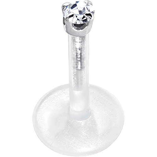 ボディキャンディー ボディピアス アメリカ 日本未発売 ウォレット Body Candy 14k White Gold 1.5mm CZ Bioplast Push in Labret Monroe 16 Gauge 5/16"ボディキャンディー ボディピアス アメリカ 日本未発売 ウォレット｜angelica