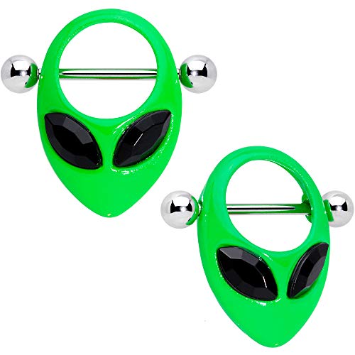 ボディキャンディー ボディピアス アメリカ 日本未発売 ウォレット Body Candy 2Pc 14G Nipplering Piercing Steel Glow in The Dark Green Alien Nipple Shield Nipple Ring Set 5/8"ボディキャンディー ボディピアス アメリカ 日本未発売 ウォレット｜angelica
