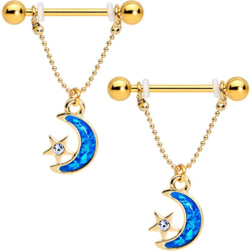 在庫有 ボディキャンディー ボディピアス アメリカ 日本未発売 ウォレット Body Candy Gold Pvd Clear Accent Blue Moon Star Dangle Barbell Nipple Ring Set Of 2 14 Gauge 9 16ボディキャンディー ボディピアス アメリカ 日本未発売 ウォレット アウトレット送料