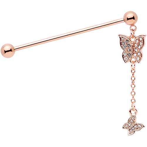 ボディキャンディー ボディピアス アメリカ 日本未発売 ウォレット Body Candy Womens 14G Plated Steel Helix Cartilage Earring Rosy Butterfly Dangle Industrial Barbell 1 1/2"ボディキャンディー ボディピアス アメリカ 日本未発売 ウォレット|angelica